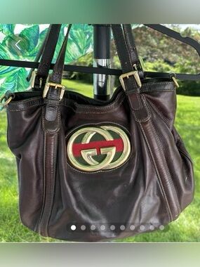 Gucci Britt hobo bag Brown Leather  Iconic interlocking double GG